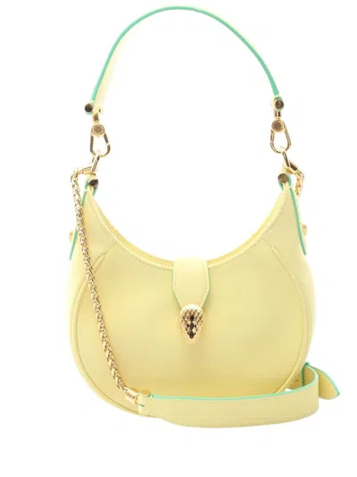 Pre-owned Bvlgari 2010-2025 Small Leather Serpenti Ellipse Satchel In Yellow