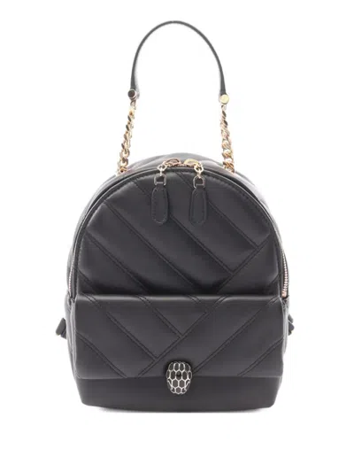 Pre-owned Bvlgari 2010 Serpenti Cabochon Backpack In Black