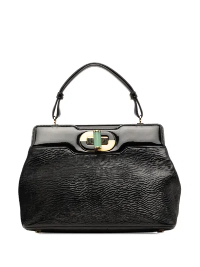 Pre-owned Bvlgari 2010-2012 Isabella Rossellini Wrinkled Patent Top Handle Bag Satchel In Black