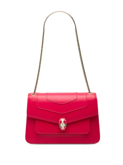 Pre-owned Bvlgari 2010-2026 Calfskin Serpenti Forever Shoulder Bag In Pink