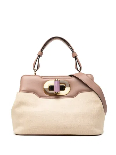 Pre-owned Bvlgari 2010-2026 Canvas Isabella Rossellini Satchel In Neutral