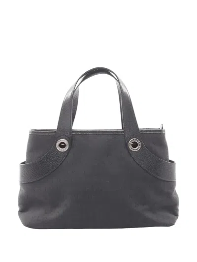Pre-owned Bvlgari 2010-2026 Canvas Logomania Handbag In Black