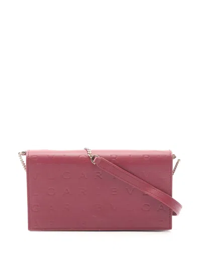 Pre-owned Bvlgari 2010-2026 Leather Infinitum Wallet On Chain Crossbody Bag In Red