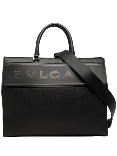 Pre-owned Bvlgari 2010-2026 Leather Logo Satchel In Black