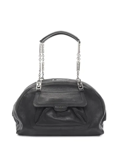 Pre-owned Bvlgari 2010-2026 Leather Parentesi Bowling Shoulder Bag In Black