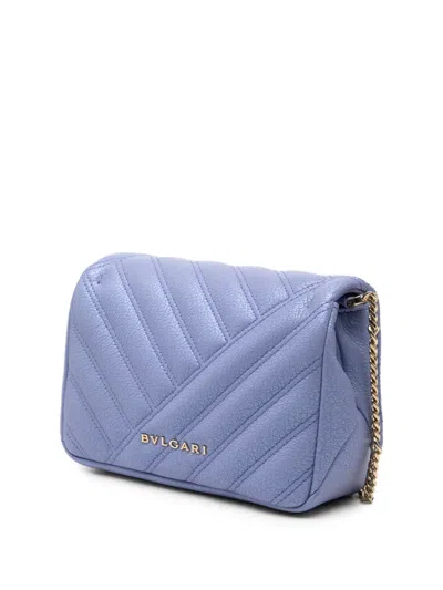 Pre-owned Bvlgari 2010-2026 Leather Serpenti Cabochon Chain Crossbody Bag In Purple