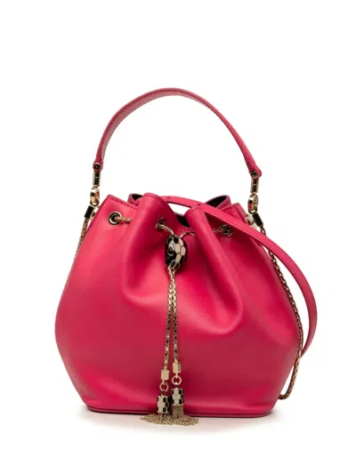 Pre-owned Bvlgari 2010-2026 Leather Serpenti Forever Bucket Bag Satchel In Pink