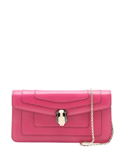 Pre-owned Bvlgari 2010-2026 Leather Serpenti Forever Chain Crossbody Bag In Pink