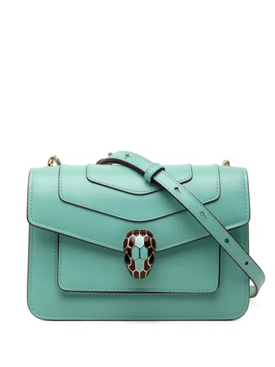 Pre-owned Bvlgari 2010-2026 Leather Serpenti Forever Crossbody Bag In Blue