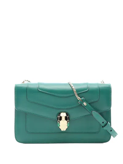 Pre-owned Bvlgari 2010-2026 Leather Serpenti Forever Crossbody Bag In Green