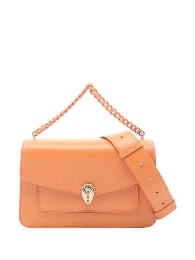 Pre-owned Bvlgari 2010-2026 Leather Serpenti Forever Maxi Chain Top Handle Bag Satchel In Orange