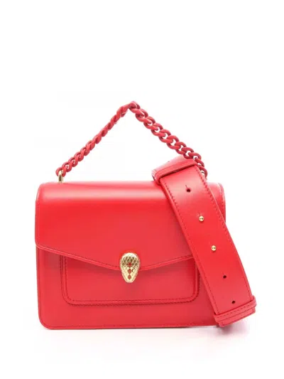 Pre-owned Bvlgari 2010-2026 Leather Serpenti Forever Maxi Chain Top Handle Bag Satchel In Red