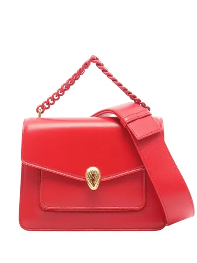 Pre-owned Bvlgari 2010-2026 Leather Serpenti Forever Satchel In Red