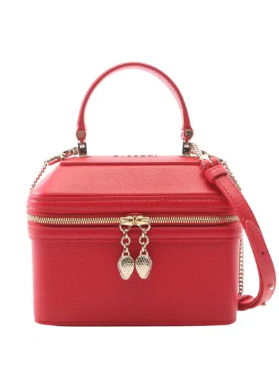 Pre-owned Bvlgari 2010-2026 Leather Serpenti Forever Vanity Bag Satchel In Red