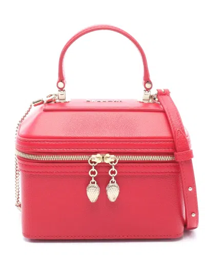 Pre-owned Bvlgari 2010-2026 Leather Serpenti Forever Vanity Bag Satchel In Red
