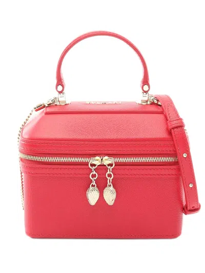 Pre-owned Bvlgari 2010-2026 Leather Serpenti Forever Vanity Bag Satchel In Red