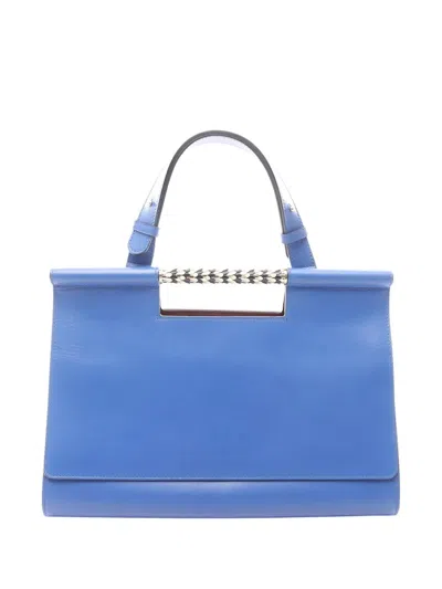 Pre-owned Bvlgari 2010-2026 Leather Serpenti Scaglie Tote Bag In Blue