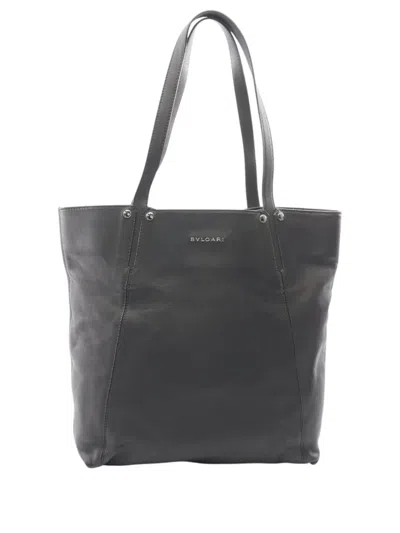 Pre-owned Bvlgari 2010-2026 Leather Tote Bag In Black