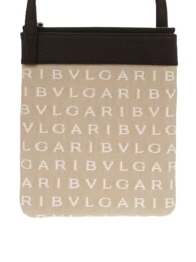 Pre-owned Bvlgari 2010-2026 Logomania Canvas Crossbody Bag In Neutrals