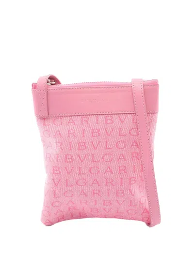 Pre-owned Bvlgari 2010-2026 Logomania Canvas Crossbody Bag In Pink