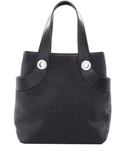 Pre-owned Bvlgari 2010-2026 Logomania Canvas Handbag In Black