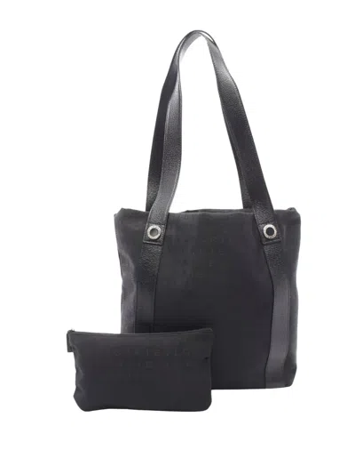 Pre-owned Bvlgari 2010-2026 Logomania Canvas Tote Bag In Black