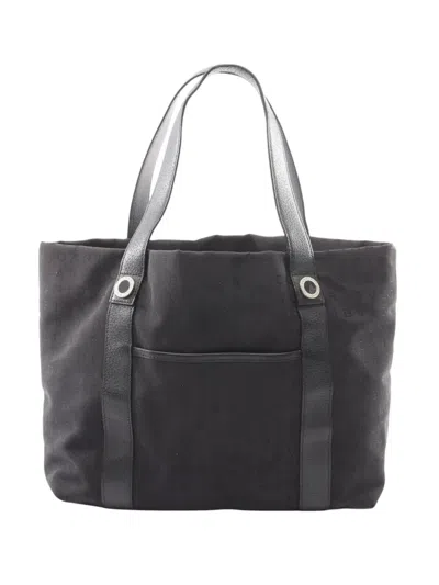 Pre-owned Bvlgari 2010-2026 Logomania Canvas Tote Bag In Black