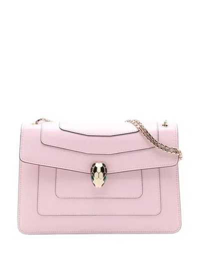 Pre-owned Bvlgari 2010-2026 Medium Calfskin Serpenti Forever Shoulder Bag In Pink