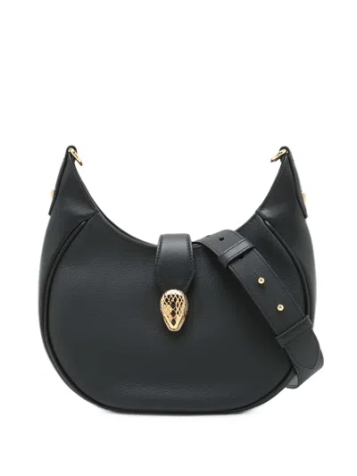 Pre-owned Bvlgari 2010-2026 Medium Leather Serpenti Ellipse Satchel In Black