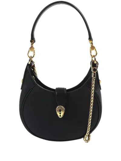 Pre-owned Bvlgari 2010-2026 Medium Leather Serpenti Ellipse Satchel In Black