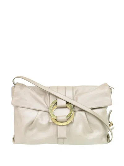 Pre-owned Bvlgari 2010-2026 Metallic Calfskin Chandra Flap Crossbody Bag In Gold