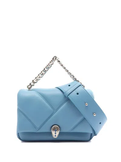 Pre-owned Bvlgari 2010-2026 Mini Leather Serpenti Cabochon Satchel In Blue