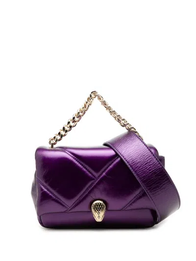 Pre-owned Bvlgari 2010-2026 Mini Metallic Leather Maxi Serpenti Cabochon Satchel In Purple