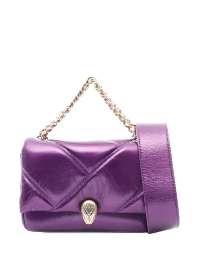 Pre-owned Bvlgari 2010-2026 Mini Metallic Leather Serpenti Cabochon Satchel In Purple