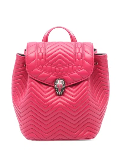 Pre-owned Bvlgari 2010-2026 Serpenti Forever Backpack In Pink