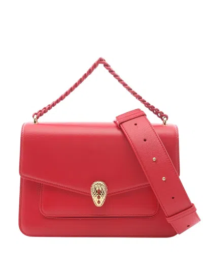 Pre-owned Bvlgari 2010-2026 Small Calfskin Serpenti Forever Maxi Chain Satchel In Red
