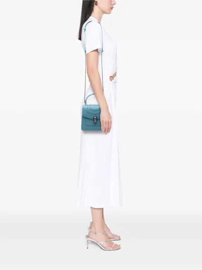 Pre-owned Bvlgari 2010-2026 Small Calfskin Serpenti Forever Top Handle Bag Satchel In Blue