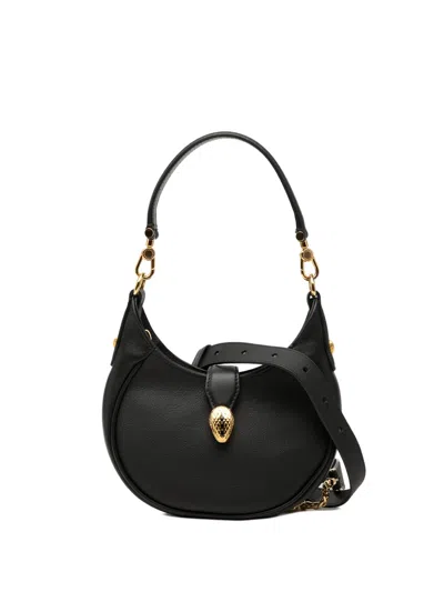 Pre-owned Bvlgari 2010-2026 Small Leather Serpenti Ellipse Satchel In Black