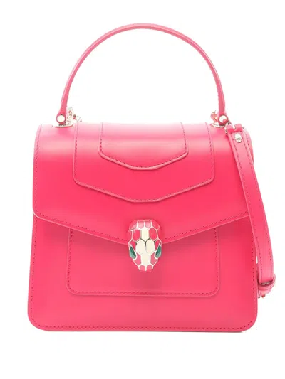 Pre-owned Bvlgari 2010-2026 Small Leather Serpenti Forever Top Handle Satchel In Pink