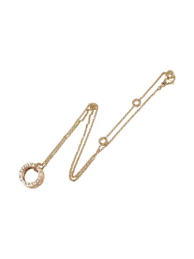 Pre-owned Bvlgari 2010s 18k Rose Gold 10s B-zero1 Diamond Necklace In Pink