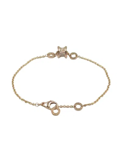 Pre-owned Bvlgari 2010s 18k Rose Gold B-zero1 Diamond Bracelet In Pink