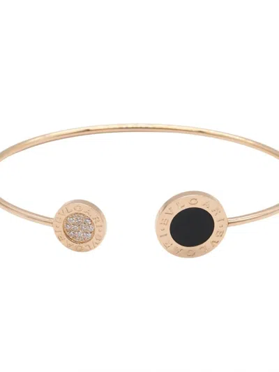 Pre-owned Bvlgari 2010s 18k Rose Gold   Diamond And Onyx Bracelet