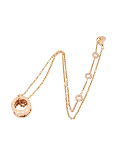 Pre-owned Bvlgari 2010s 18k Rose Gold B.zero1 Ring-pendant Necklace In Pink