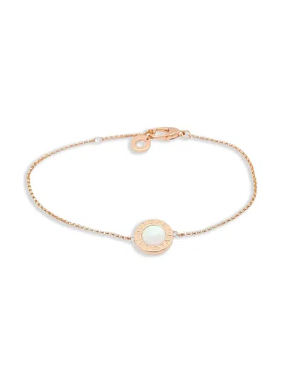 Pre-owned Bvlgari 2010s 18k Rose Gold Circle-pendant Mother Of Pearl Bracelet In Pink