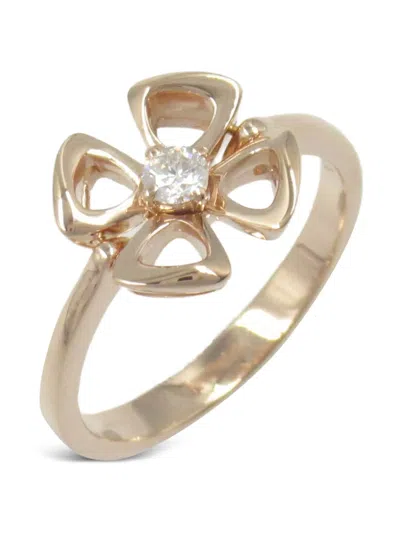 Pre-owned Bvlgari 2010s 18k Rose Gold Fiorever Diamond Ring In 粉色