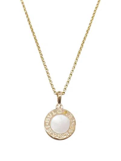 Pre-owned Bvlgari 2010s 18k Rose Gold Mother Of Pearl Necklace In White