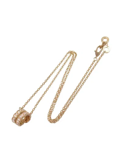 Pre-owned Bvlgari 2010s 18k Rose Gold Serpenti Viper Diamond Necklace In Yellow