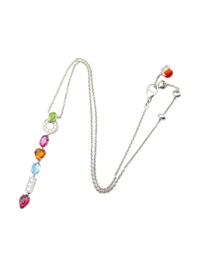 Pre-owned Bvlgari 2010s 18k White Gold Allegra Multi-stone Necklace