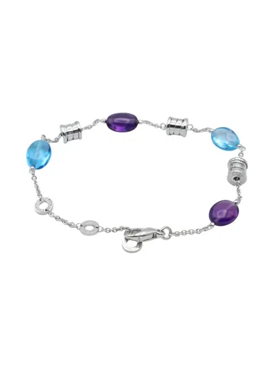 Pre-owned Bvlgari 2010s 18k White Gold B-zero1 Amethyst And Topaz Bracelet In Silver