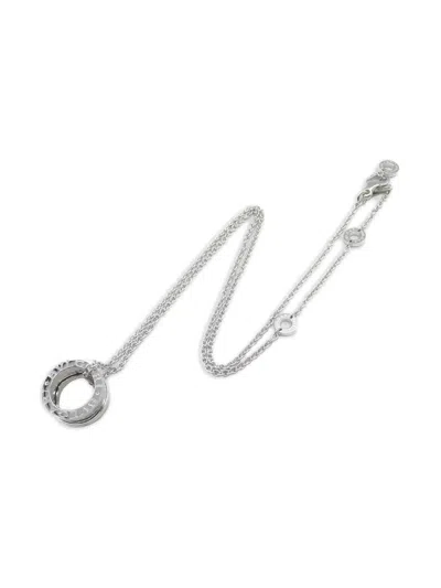 Pre-owned Bvlgari 2010s 18k White Gold B-zero1 Diamond Necklace In Gray